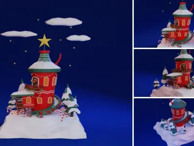 Low Poly Christmas Set Low-poly 3D model