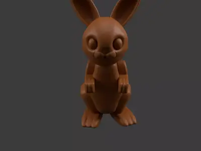 Wicker Basket Decorative Easter Eggs and a Chocolate Rabbit Low-poly 3D model