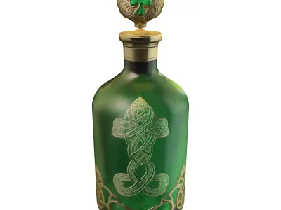 Celtic Cross Clover Bottle Low-poly 3D model