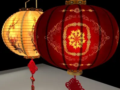 Chinese red lantern 3D model 45