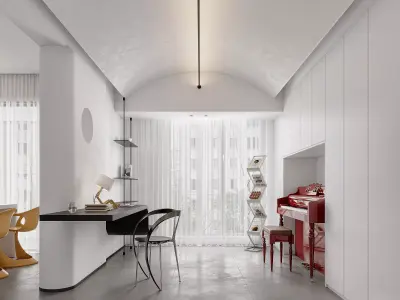 Modern living room dining room interior scenes 392 3D model
