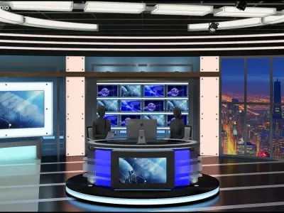 Virtual TV Studio News Set 27 3D model