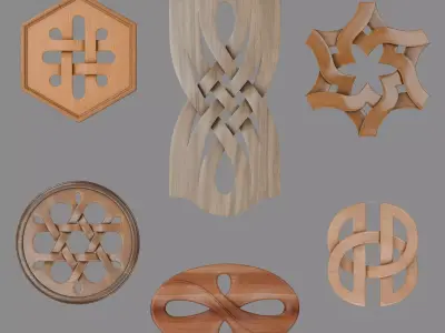 Decorative carved planks 3D model