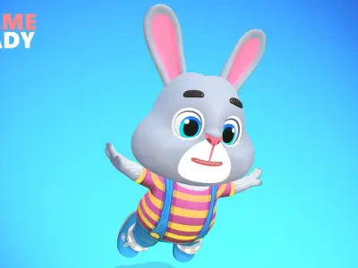 Rabbit Bunny Hare Animated Rigged Low-poly 3D model