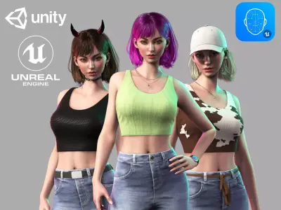 Streetwear Girl 1 - Casual Wear Girls Pack 1 Game-Ready Low-poly 3D model