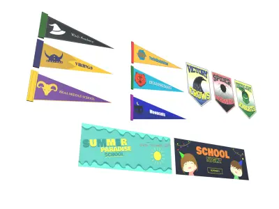 Generic Pennants and Banners Low-poly 3D model