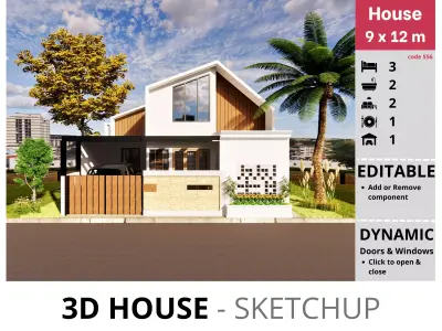 House 9x12m code 556 - Sketchup 3D model 3D model 3D model