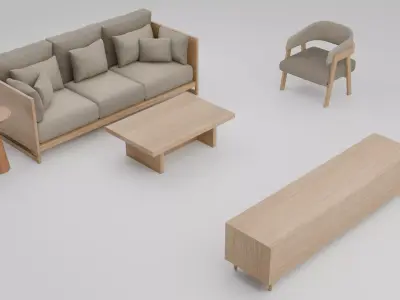 Japandi Style Living Room Collection 3D model