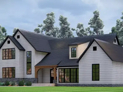 Luxury Modern American Farmhouse Two Story Exterior design 3D model