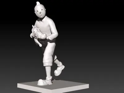 TinTin Run with Milu 3D print model