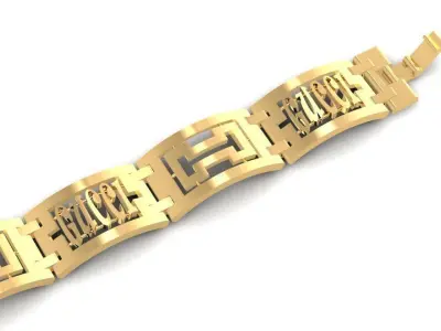 Luxury Gold Men Bracelet Geometric Link Design 1347 3D print model