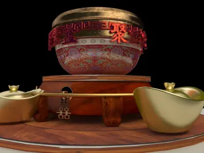 Chinese gold ingot 3D model