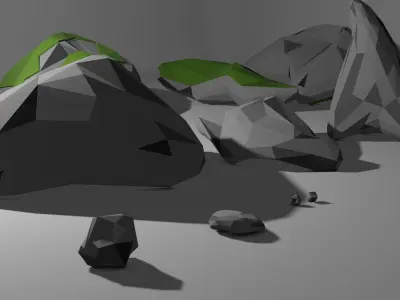 Rock Low Poly rocks on table Free 3D model