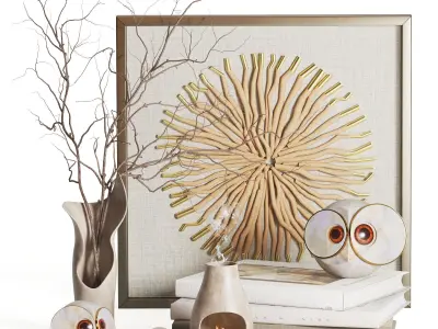 Wabi Sabi Frames and Decorative Set for Office 3D Model Collection