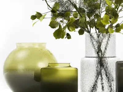 Decorative Bouquets From Branches In Vases 240 3D model