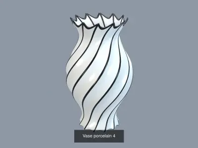 Vases porcelain black and white 3D Model Collection