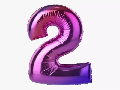 Foil balloon number two 2 3D model