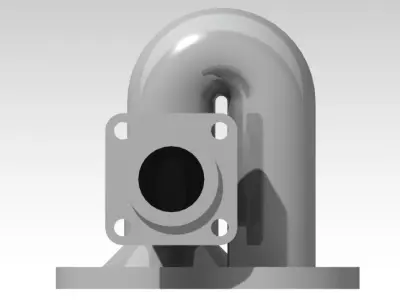 Bend Pipe with Intersection and Flanged Coupling   3D print model