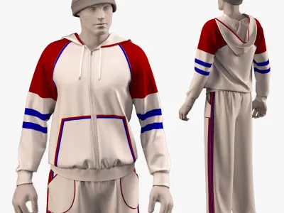 male sportswear and hat - ZPRJ - FBX - OBJ - TEXtures 3D model