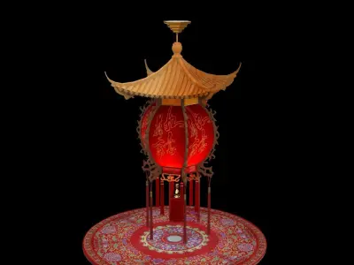 Chinese red lantern  3D model 3