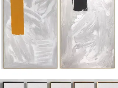 Plaster Two Photo Frame 208 Low-poly 3D model