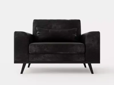 Copenhagen Velvet Armchair Low-poly 3D model