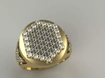 Mens Size 9 Diamond Ring Gold Silver Platinum Gemstone Jewelry 3D print model