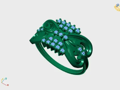 Women Ring Diamond Stone STL 3DM Lightweight Printable 3D print model 11