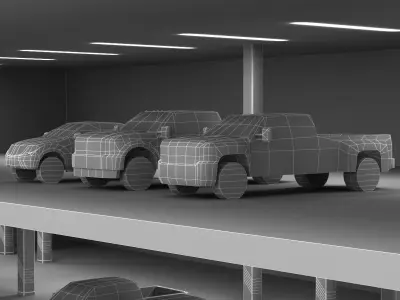 6 LowPoly Pickups Low-poly 3D model