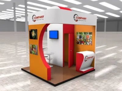 Exhibition Stand Booth stall 3x3m Height 376cm 3 Sides Open 3D model purchase