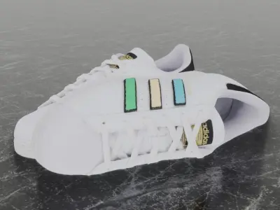 Adidas 3D Shoes - White - SuperStar Series Low-poly 3D model