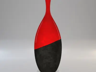 Vase - Dark Concrete and Red Ceramic - 100 cm high 3D model
