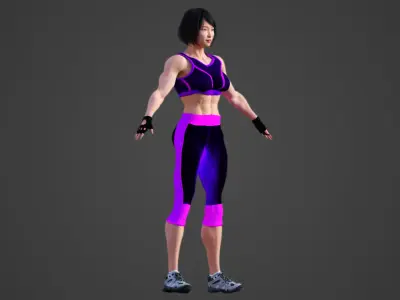 Asian Fitness Trainer Girl 3D model
