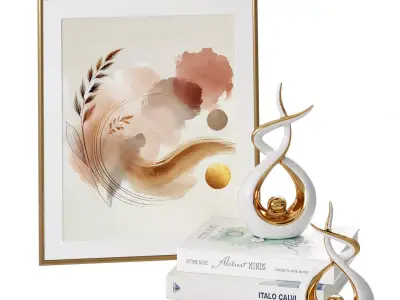 The decorative set Light Luxury Big Gold White 3D model