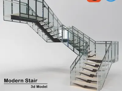 modern stair 04 3D model