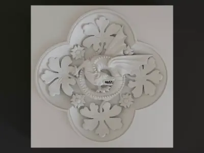 Decoration with framed dragon and leaves  3D model