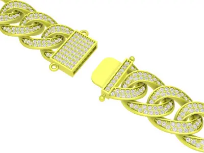 Luxury Cuban Link Bracelet With Pave Clasp Jewelry 4135 3D print model