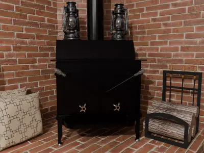 1980 Vintage Wood Heating Stove 3D model