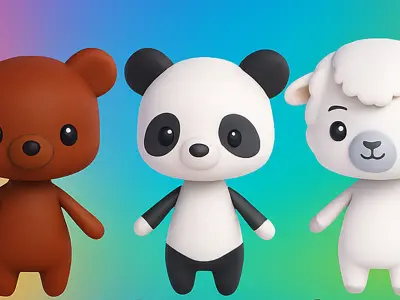 Character Animal Cartoon v002 Collection  Low-poly 3D model