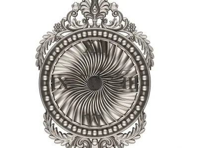 Classic Wall Clock 011 Chrome Low-poly 3D model