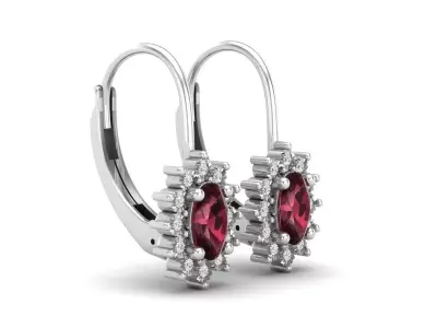 AV 476 Ladies Flower Shape Cluster Dangling Drop Earrings 3D print model