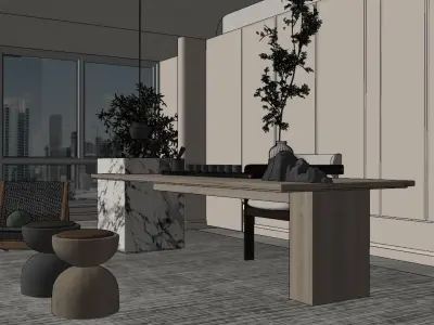 Mid-Century Interior Design Style Dining  3D model