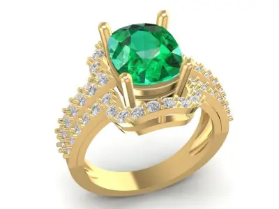 Luxury Emerald Gemstone Ring 1728 3D print model