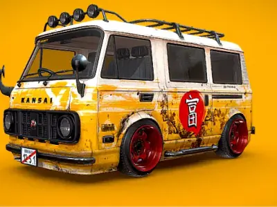 Japanese Drift Van 3D Model 3D model