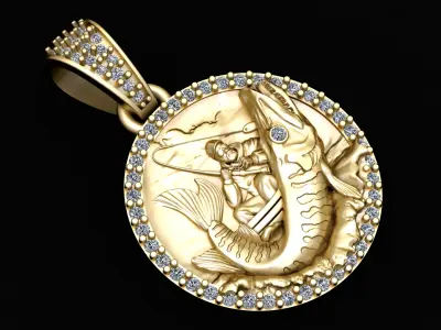 FISHING COIN PENDANT 3D PRINTABLE MODEL  3D print model