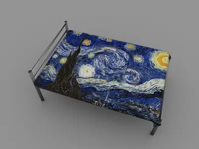 Starry Night bed  Low-poly 3D model