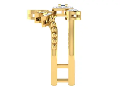 Light Weight Yellow Gold Diamond Ring  -DDS RN 256 3D print model