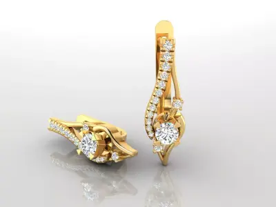Earring E5 The luxury female earring with gems 3D print model