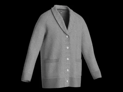Male knit raglan cardigan 3D model