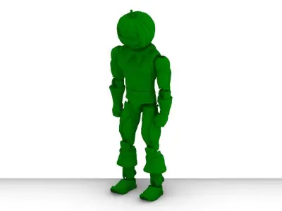 Halloween Pumpkin Head - ARTICULATED ACTION FIGURE 100mm 3D print model